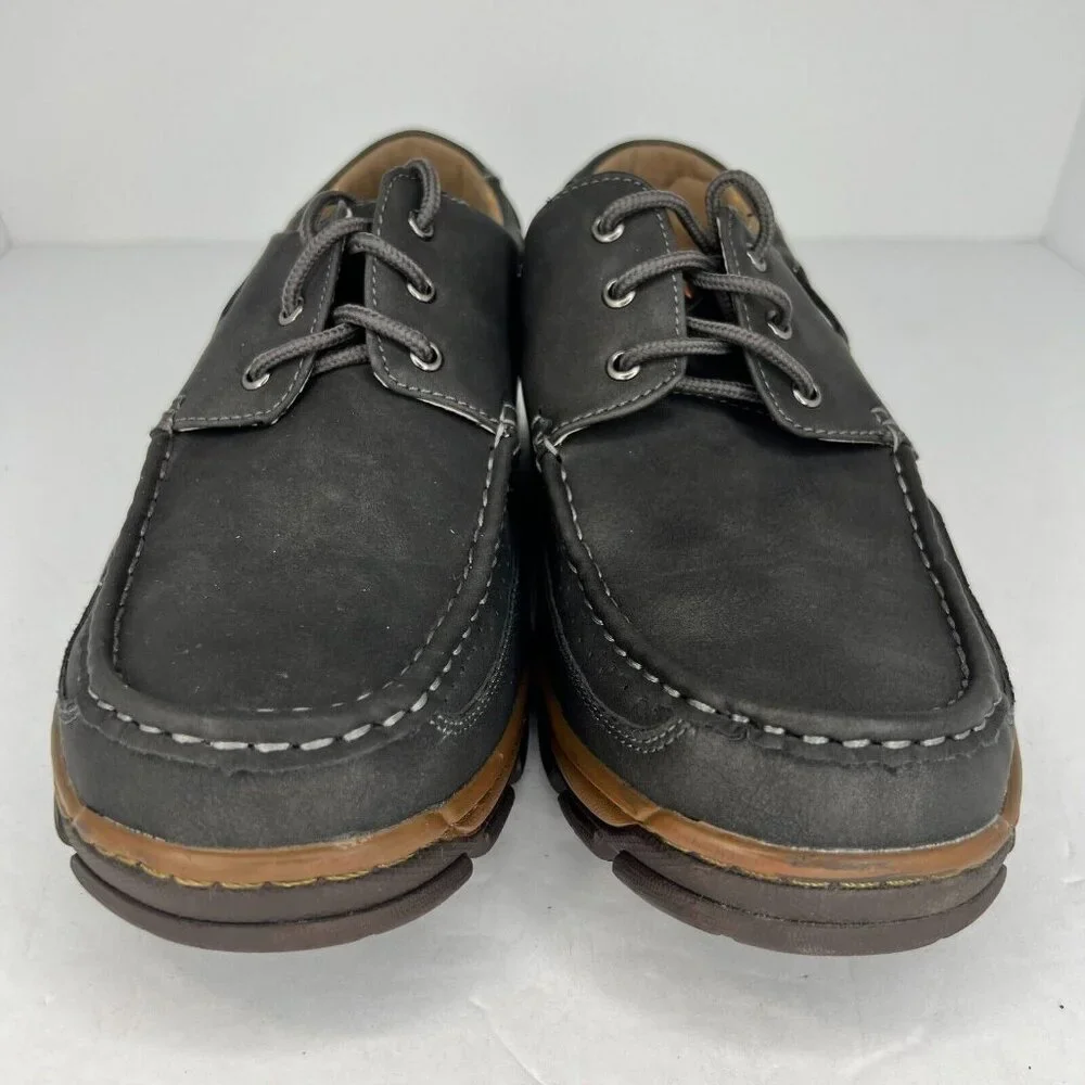 Hawke & Co Mens Dark Gray Lace Up Round Toe Low Top Size 10.5 Boat Shoes